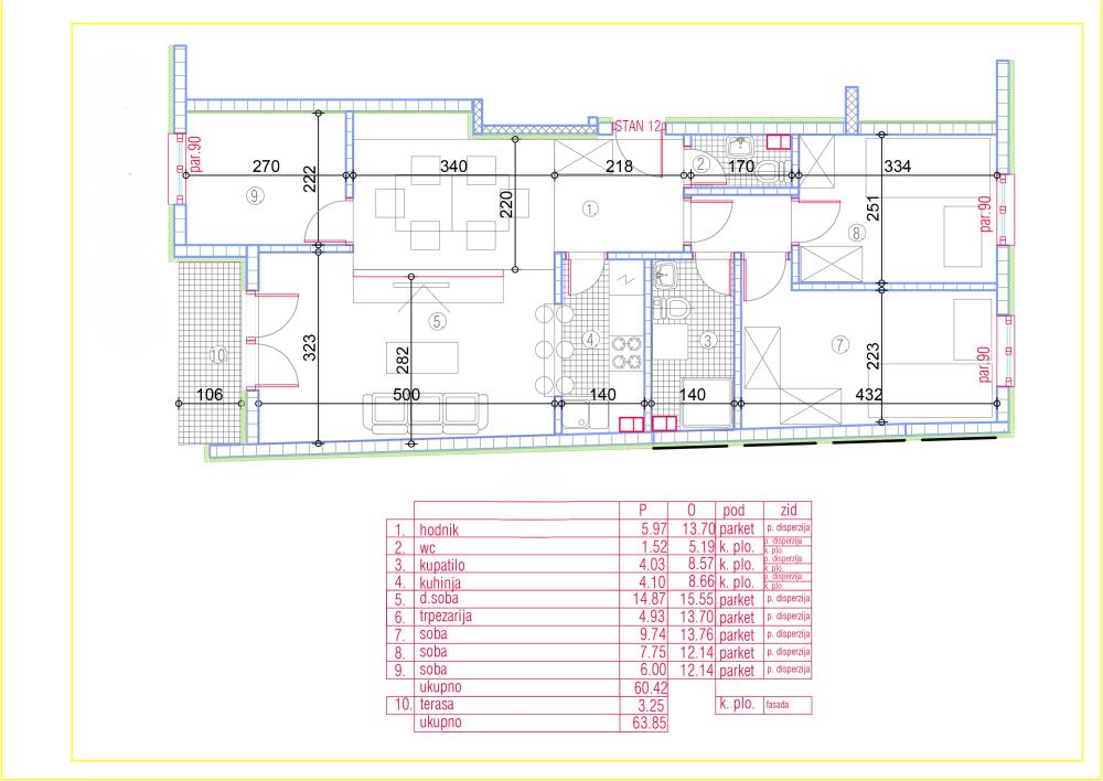 Slika 2 - Zahumska, Troiposoban stan na prodaju, 64m2, 321.250€